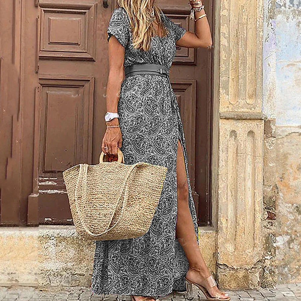 vmtvr Long Dress for Women Summer Beach Bohemian Dresses Vestido Casual Robe Female Clothing Y2K Floral Skirt Elegant Maxi Dress