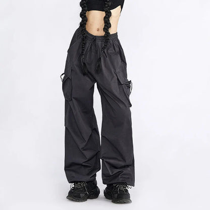 vmtvr Streetwear Women Cargo Pants Korean Fashion Oversized Pocket Loose Wide Leg Pants Summer Bf High Waist Female Trousers New