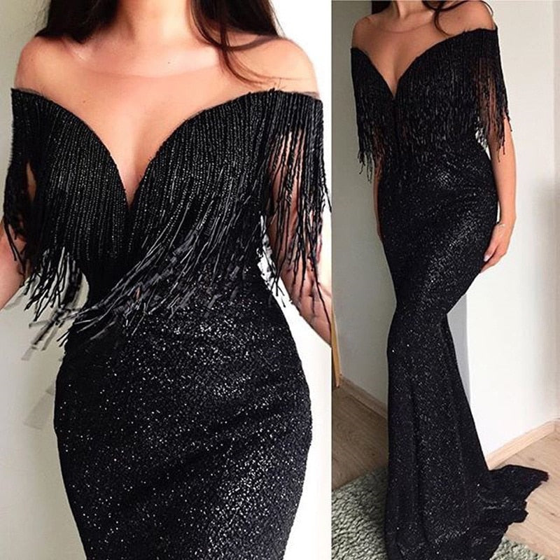 Sylph Tassel Outfits For Women Elegant Evening Banquet New Vestidos Dress Sexy V-neck Sleeveless Slim Fitting Long Dresses Ins