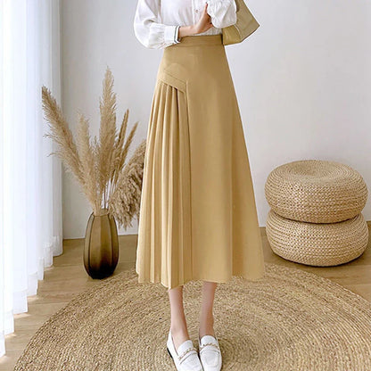 vmtvr Women Irregular Pleated Suits Skirts Summer Fashion Casual Female Midi Skirt Harajuku Casual All Match A Line Skirts New