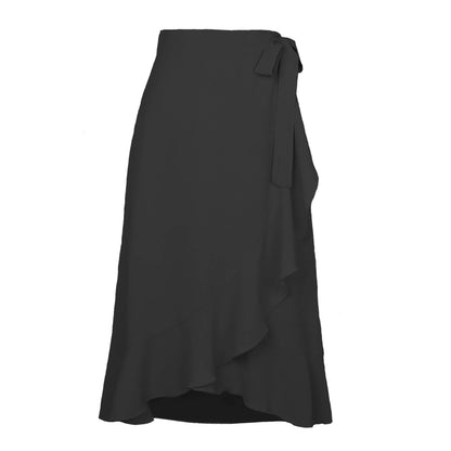 vmtvr Elegant Summer High Waist Skirts For Women Fashion Irregular Ruffle A-line Tie-up Warp Skater Beach Holdiay Sunscreen Clothing