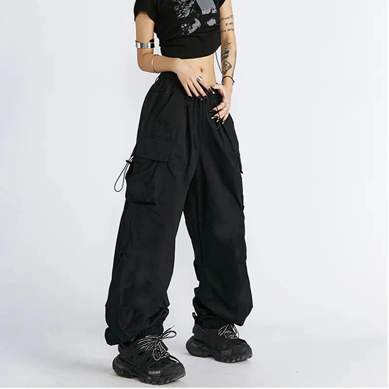 vmtvr Streetwear Women Cargo Pants Korean Fashion Oversized Pocket Loose Wide Leg Pants Summer Bf High Waist Female Trousers New