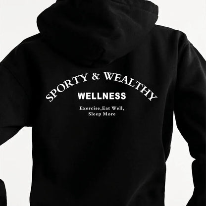 -Retro sports style outfit streetwear 90s fashion Sport Make You Health Letters Printing Women Vintage Style Black Hoodies Autumn Winter Thick Fleece Warm Casual 90s Sweatshirts