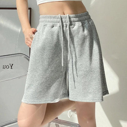 vmtvr Women Summer Black Sports Shorts Fashion Love Pocket High Waist Straight Shorts Korean All Match Female Casual Loose Short