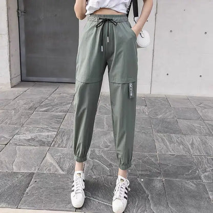 vmtvr Summer New Women Solid Haren Pants Korean Fashion Streetwear Sports Casual Thin Loose High Waist Student Joggers Cargo Trousers