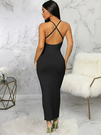 vmtvr Summer Dress Women Sexy Fashion New Streetwear Casual Sleeveless Strap Backless Bodycon Dress Club Elegant Party Dresses Female