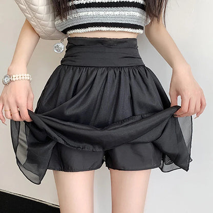 vmtvr Summer High Waist Mini Skirts Women Fashion Mesh Ball Gowns Skirts Korean Casual Female Cute White A Line Skirts New