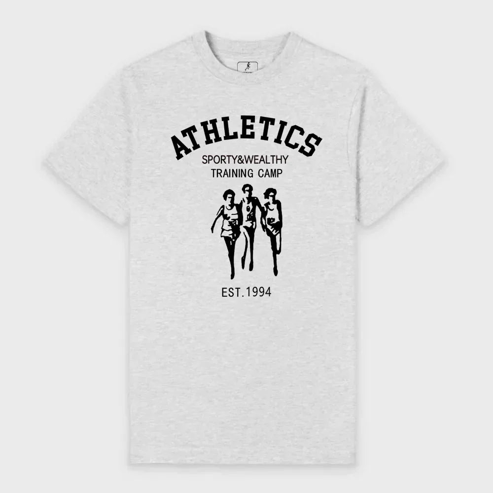 -Retro sports style outfit streetwear 90s fashion Athletics Training Club 90's Vintage Printing T Shirts Women Light Gray Short Sleeve 100% Cotton Tops Street Fashion Loose Tees