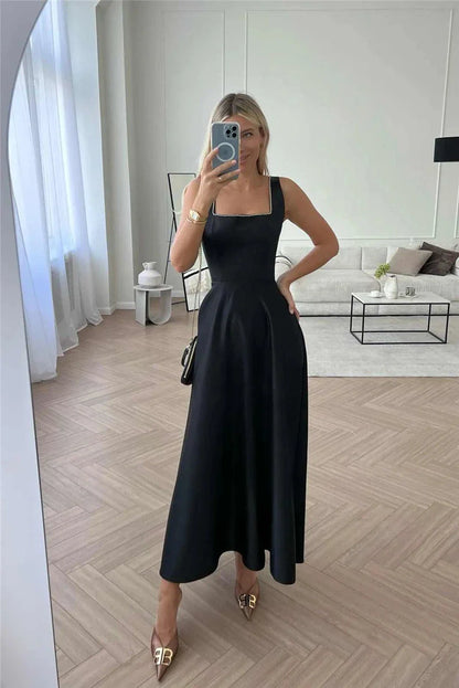 vmtvr  -  Vintage Elegant Evening Dresses for Women Black Prom Midi Dress Women Clothing