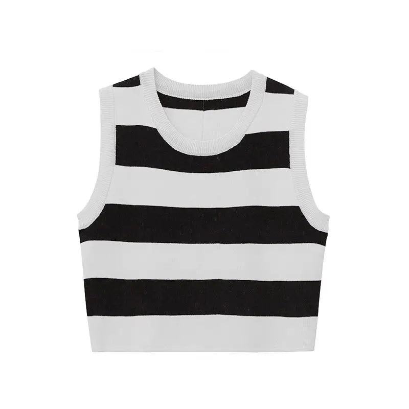 vmtvr Summer Women Striped Tank Top Streetwear Fashion New Slim Short Tees Female Clothing Versatile Sports Knitted Sleeveless Tanks