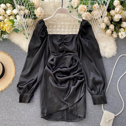 Party Dresses For Women Outfits New Slip Satin Dress Long Sleeve Sexy Evening Dresses Backless Tube Top Pleated Sequins Party Dresses for Women Summer Dress