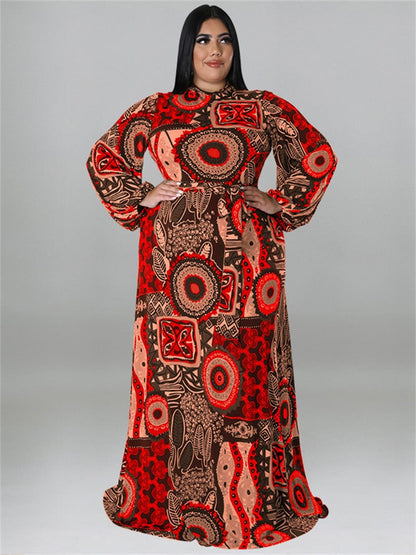 Wmstar Plus Size Party Dresses for Women Fall Clothes  Long Sleeve Printed  Africa Maxi Long Dress New Wholesale Dropshipping