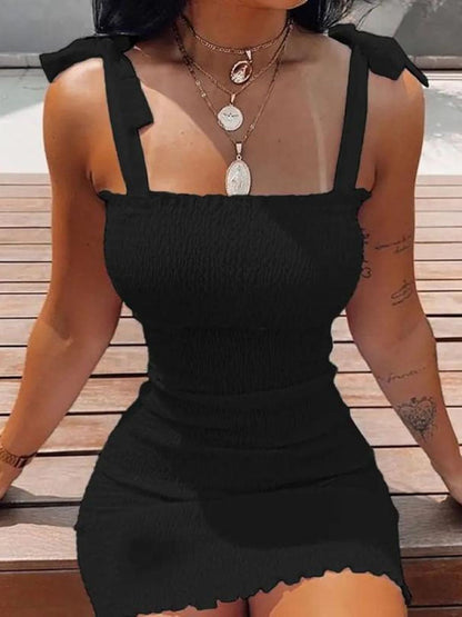 Sexy Women's Bodycon Dress 2023 New Summer Fashion White Sling Strapless Folds Mini Slim Pencil Print Tank Dresses For Women