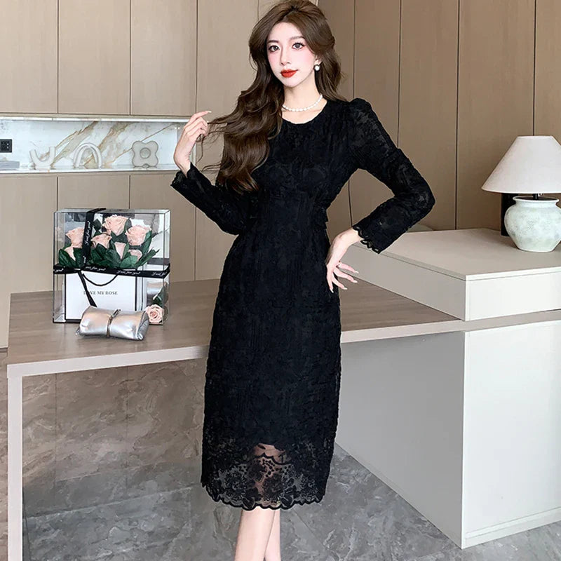 vmtvr Summer White Lace Hook Flower Hollow Midi Dress Women Fashion Chic Luxury Party Evening Dress 2024 Korean Vintage Festival Dress