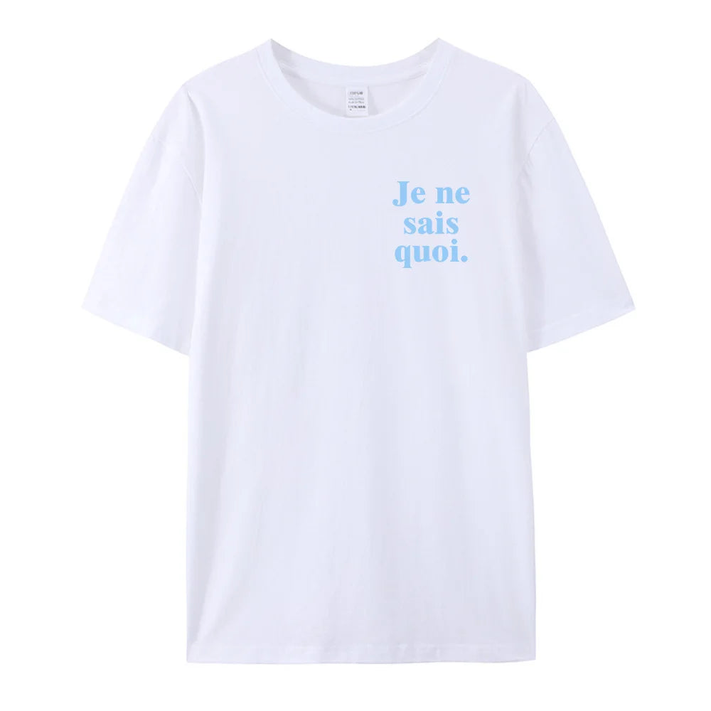 -Retro sports style outfit streetwear 90s fashion Je Ne Sais Quoi Pocket Letters Printing Graphic Tees French New Wave Chic T Shirts Women Summer White Short Sleeve Cotton Tops