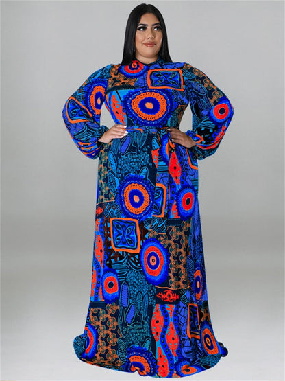 Wmstar Plus Size Party Dresses for Women Fall Clothes  Long Sleeve Printed  Africa Maxi Long Dress New Wholesale Dropshipping