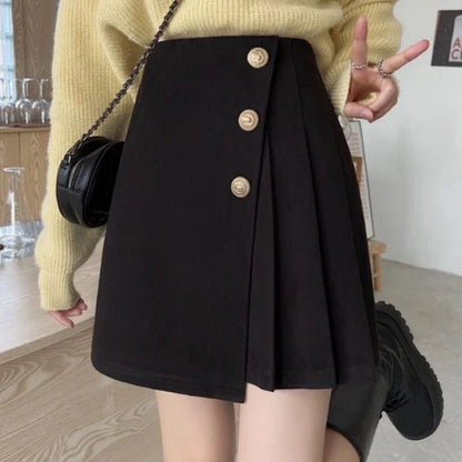 vmtvr  -  Women A-line Short Dresses Black Pleated Skirt Woman Clothing Irregular High Waist Sweet Streetwear Y2k Vintage Loose Casual