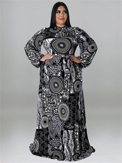 Wmstar Plus Size Party Dresses for Women Fall Clothes  Long Sleeve Printed  Africa Maxi Long Dress New Wholesale Dropshipping