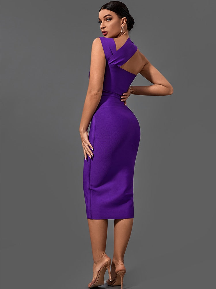 vmtvr - Bandage Dresses for Women Purple Bodycon Dress Evening Party Elegant Sexy Cut Out Midi Birthday Club Outfit Summer New