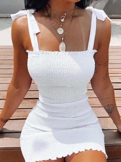 Sexy Women's Bodycon Dress  New Summer Fashion White Sling Strapless Folds Mini Slim Pencil Print Tank Dresses For Women