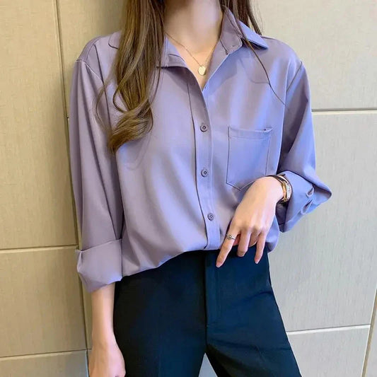 vmtvr Vintage Women Chiffon Shirts Summer Casual All Match Office Ladies Tops Y2K Fashion Korean Female Loose Long Sleeve Blouse