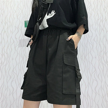 vmtvr Streetwear Women Cargo Shorts Summer Fashion Oversized 4Xl Loose Wide Leg Pants Y2K Casual Big Pockets Female Bf Shorts