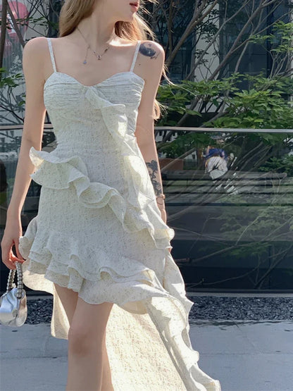 vmtvr Korean Fashion Summer YK2 Women's Holiday Sleeveless Suspender Strap Dress Mini Sexy Kawaii Vacation Beach Fairy Dresses