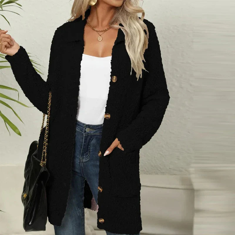 vmtvr Elegant Single Breasted Winter Jackets Women Casual Lapel Collar Solid Loose Outwear Stylish Autumn Faux Lamb Fleece Coats