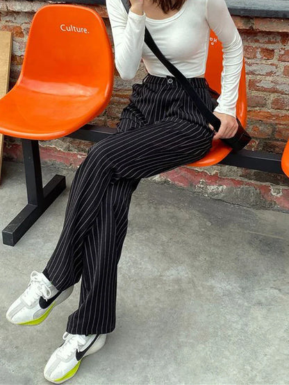 vmtvr High Waist Oversize Loose 4Xl Striped Trousers Women Summer Streetwear Wide Leg Pants Fashion Korean All Match Female Pants