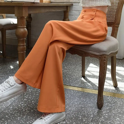 vmtvr Korean Woman Solid Chiffon Wide Leg Pants Spring Summer Fashion High Waist Versatile Loose Streetwear Casual Straight Trousers