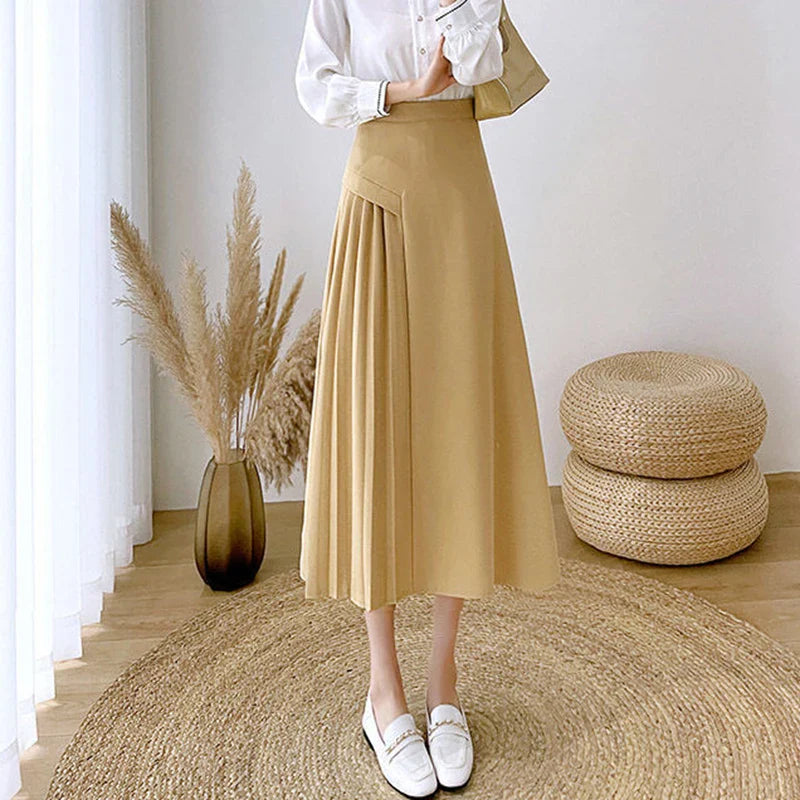 vmtvr Women Irregular Pleated Suits Skirts Summer Fashion Casual Female Midi Skirt Harajuku Casual All Match A Line Skirts New