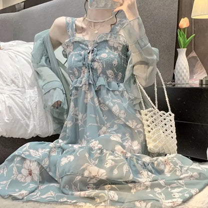 vmtvr Dresses for Women Holiday Floral Woman Dress BeachFlower Long Maxi X Clothes Fashion Summer 2024 Korean Style Xxl Elegant Chic