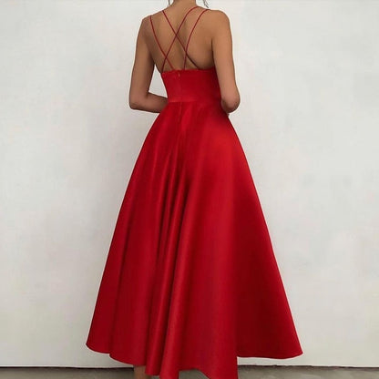 vmtvr - Elegant Curved Hem Dress Women Midi Fashion Floral Large Swing Slip Female A-line Dresses  Summer Backless Party Lady Robe