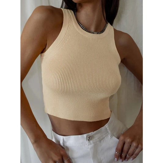 vmtvr 10-Color Classic Thread Knitted Tank Top Spring And Summer Women's Casual Solid Color Slim Fit High Elastic Inner Top Strap Nwe