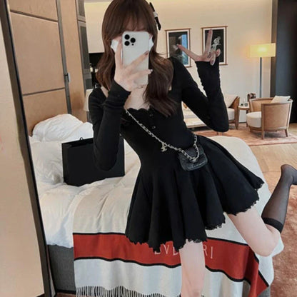 vmtvr High Waist elegant Mini Dress Women Summer Long Sleeve Sexy Casual Dress female Ball Gown Fashion korean style party Dress