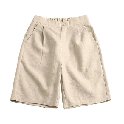 vmtvr Khaki Solid Casual Linen Cotton Elastic High Waist Wide Leg Button Loose Women's Shorts Korean Fashion Summer Shorts