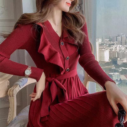 Winter Party Dresses For Women Midi Crochet Sweater Dress Woman Red Autumn Winter Long Sleeve Knit Dresses Ladies Knitted Purple Party Gala Sexy Loose New