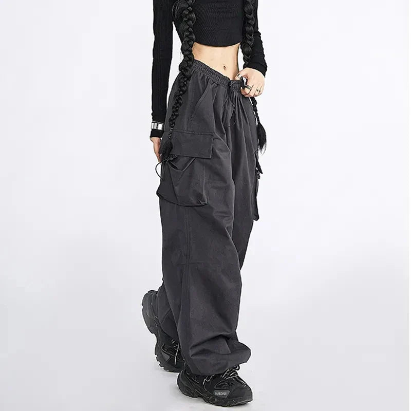 vmtvr Streetwear Women Cargo Pants Korean Fashion Oversized Pocket Loose Wide Leg Pants Summer Bf High Waist Female Trousers New