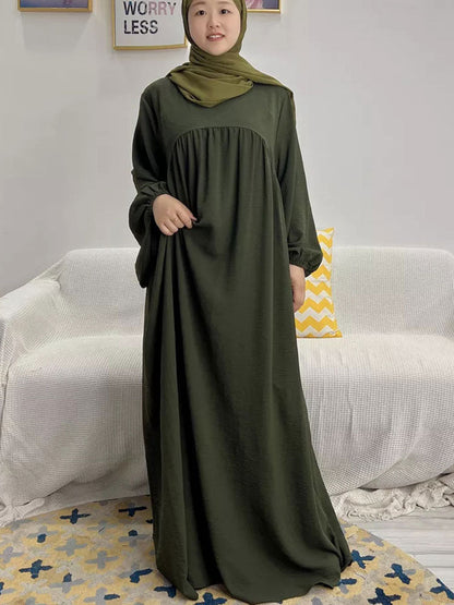 vmtvr Plain Abaya Muslim Long Dress for Women Ramadan Eid Balloon Sleeve Islamic Jilbab African Dresses Dubai Turkish Modesty  Kaftan