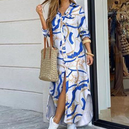 vmtvr - Casual Long Shirt Dress Autumn Women Long Sleeve Maxi Dresses Laides Turn-down Collar Office Dresses Loose Sundress Robe Longue