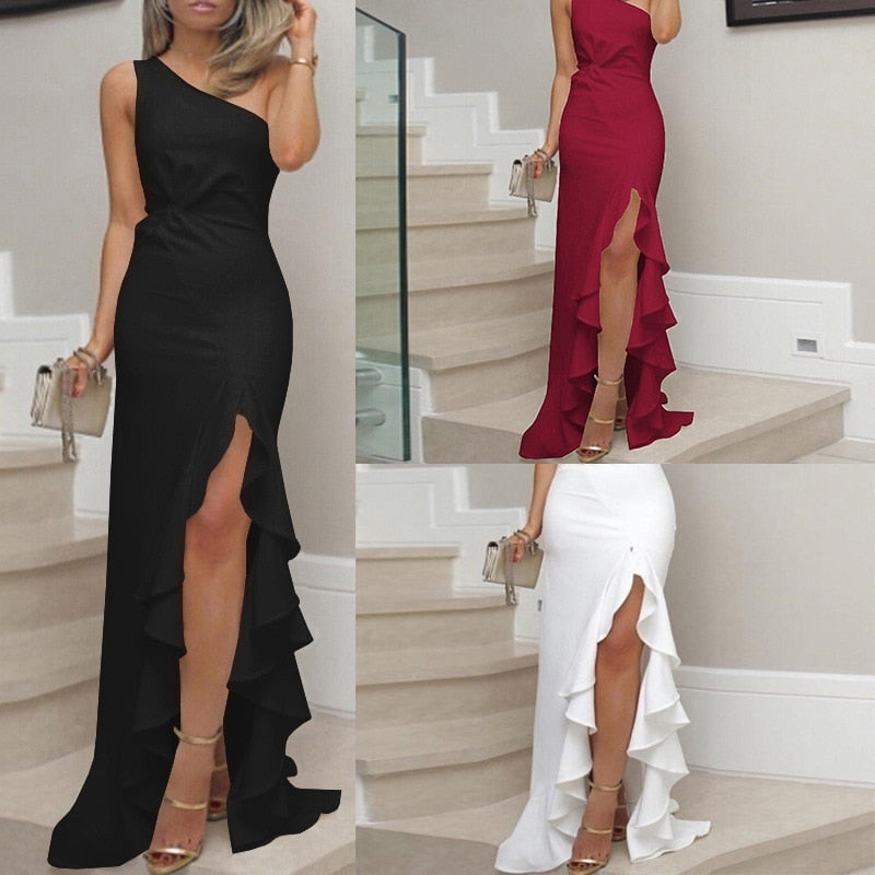 vmtvr - Elegant One Shoulder Bandage Dress Sexy Sleeveless Bodycon Club Celebrity Evening Runway Party Long Outfits Women Dresses