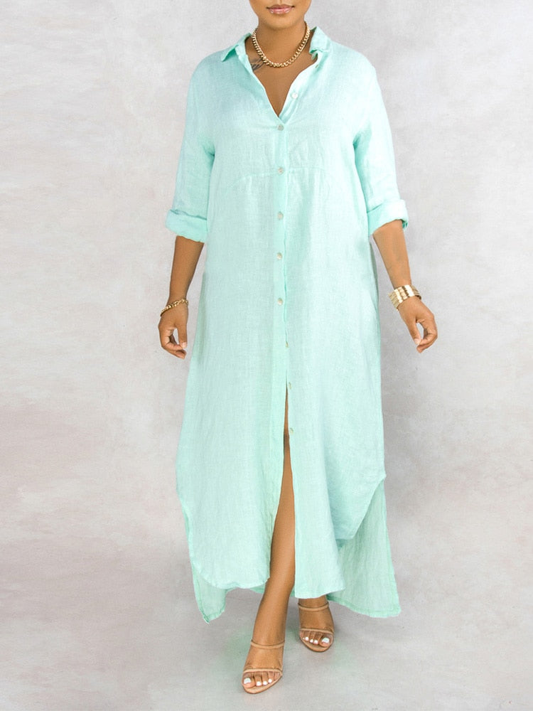 vmtvr Solid Button Maxi Shirt Dress