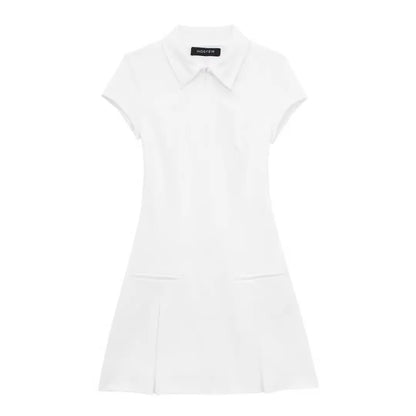 vmtvr  - Summer Dress: Chic Pleated Short Style, Casual Elegance, Lightweight & Breezy, Perfect for Multiple Occasions - Free S