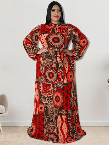 Wmstar Plus Size Party Dresses for Women Fall Clothes  Long Sleeve Printed  Africa Maxi Long Dress New Wholesale Dropshipping