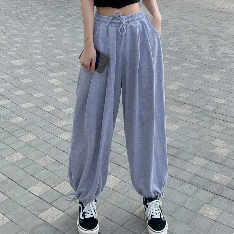 vmtvr Y2K Streetwear Women Sweatpants American Style Fashion Drawstring Loose Wide Leg Pants Summer All Match Female Harem Pants