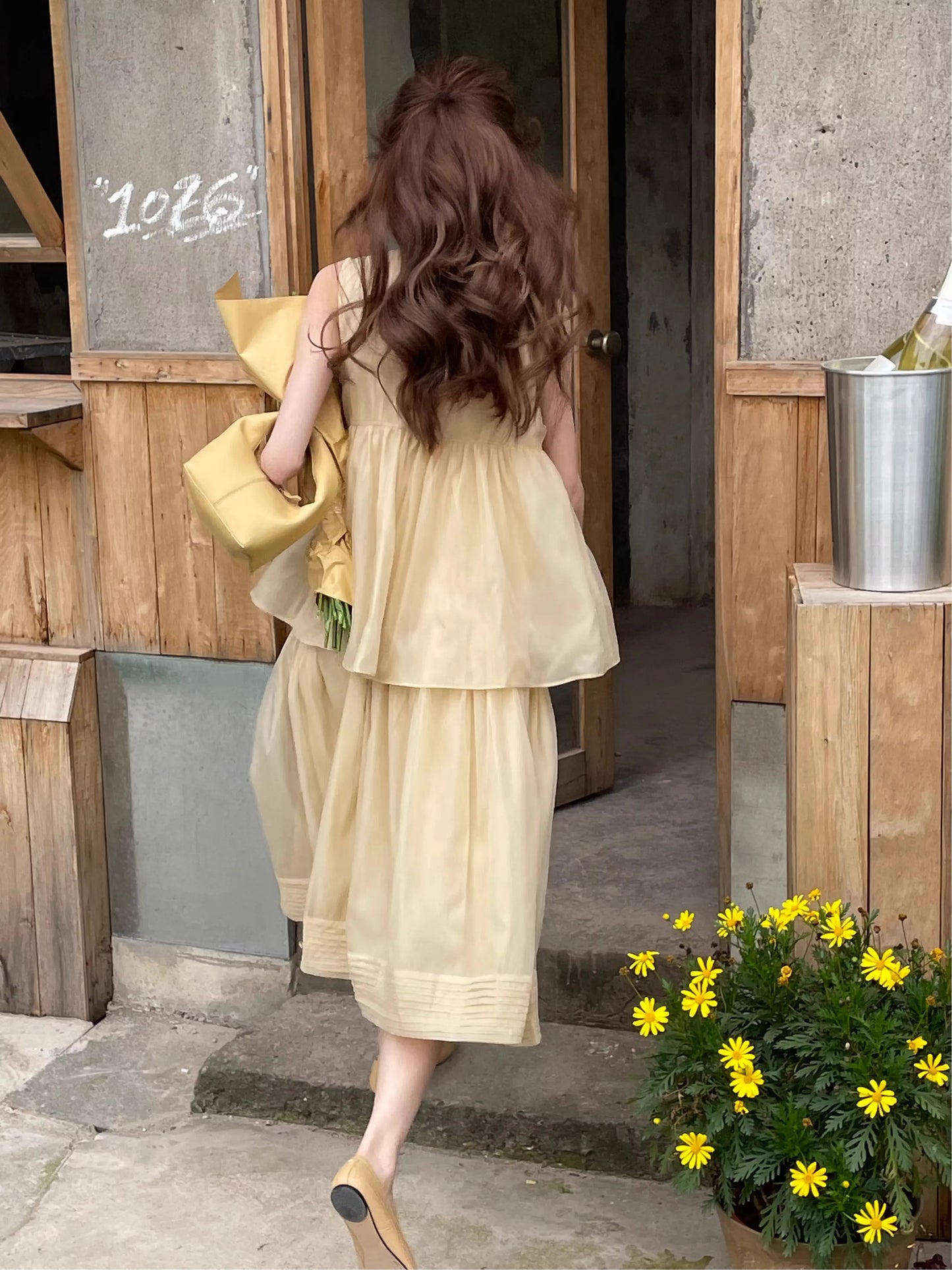 vmtvr Sleeveless Dress for Women New Fashion Elegant O Neck Solid Dresses French Style Loose Midi Summer Dress