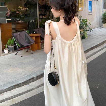 vmtvr Fashion Women Suspender Dress Summer Casual Bandage Sexy Backless Dresses Korean Beach Vacation Female Loose Dress New