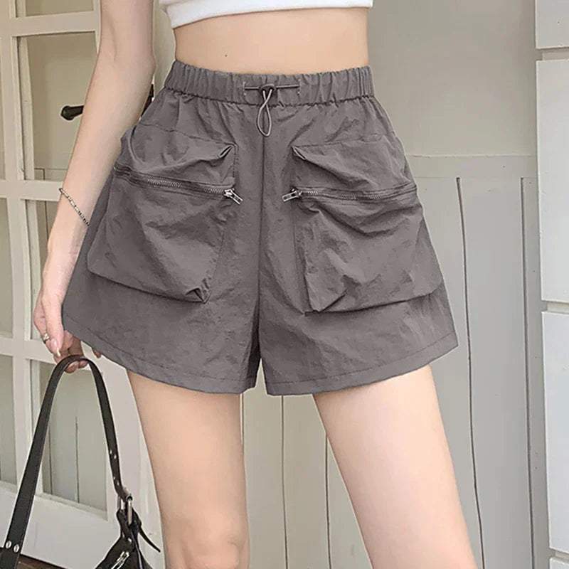 vmtvr High Waist Women Cargo Shorts Summer Fashion Streetwear Pocket Wide Leg Pants Y2K Korean All Match Female Loose Shorts New