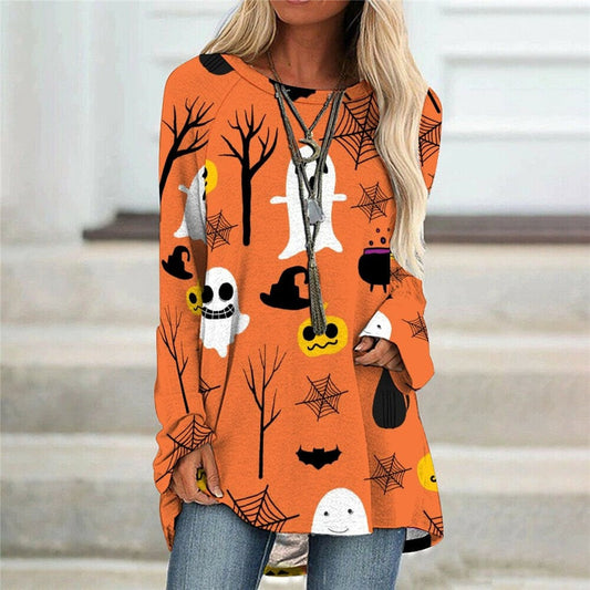 halloween Women Sweatshirts Pumpkin Ghost Printed Costume Halloween Dresses  New Female Cosplay Festival Clubwear Vintage Tops