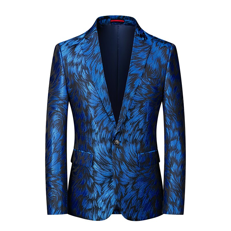 jiaabc Fashion New Men's Casual Boutique Business Wedding Host Slim Bronzing Suit Flower Jacket Dress Blazers Coat